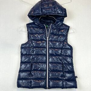 Benetton Puffer Vest Kids XL Age 10-11 Years Blue Hood Pockets United Colors